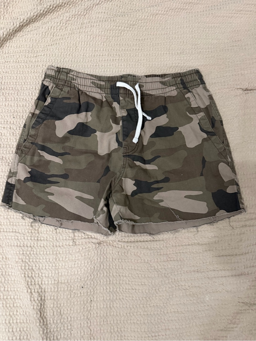 Camo Drawstring Cargo Shorts - Olive Camo